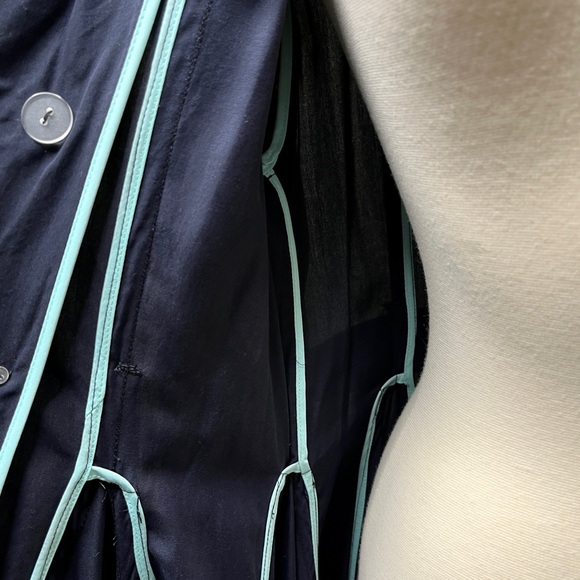 Anthropologie LRA Blue Coat Dress Size M 8 10 Button Front Fit-And-Flare Retro - Picture 8 of 11